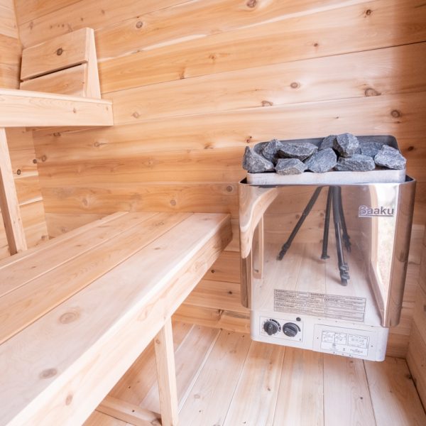 Dundalk Leisurecraft Granby Outdoor Cabin Sauna CTC66W inside seating area