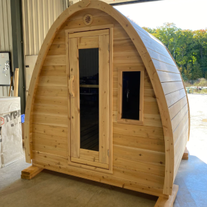 True North Pod 4-8 Person Outdoor Tiny Pod Sauna outdoor no porch one window