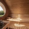 SaunaLife 8 Person Outdoor Barrel Sauna W/ Changing Room | G11