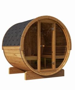 SaunaLife Model E8G 6 Person Barrel Sauna w Glass Front