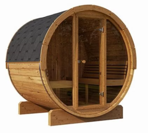 SaunaLife 6 Person 7′ Long Barrel Sauna Glass Front | Ergo Model E8G