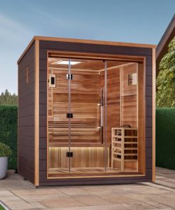 Golden Designs Drammen 3 Person Outdoor-Indoor Traditional Sauna - Canadian Red Cedar Interior