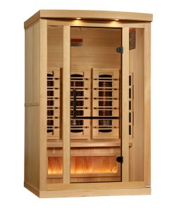 Golden Designs 2-Person Full Spectrum PureTech™ Near Zero EMF FAR Infrared Sauna with Himalayan Salt Bar (Canadian Hemlock)