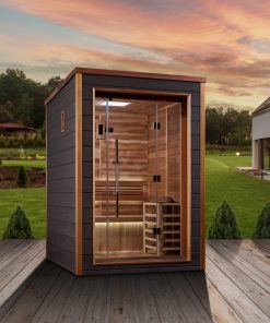 Golden Designs Narvik 2 Person Outdoor-Indoor Traditional Sauna - Canadian Red Cedar Interior