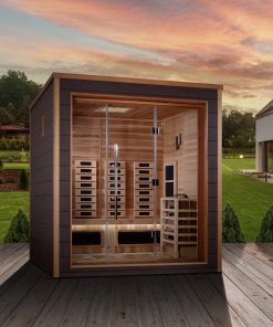 Golden Designs Visby 3 Person Outdoor & Indoor Hybrid Sauna - Canadian Red Cedar Interior