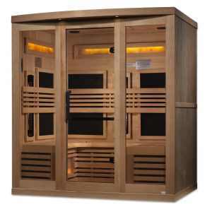 Golden Designs 6-Person Full Spectrum PureTech™ Near Zero EMF FAR Infrared Sauna with Himalayan Salt Bar (Canadian Hemlock)