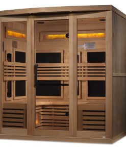 Golden Designs 6-Person Full Spectrum PureTech™ Near Zero EMF FAR Infrared Sauna with Himalayan Salt Bar (Canadian Hemlock)