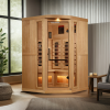 Golden Designs 3-Person Corner Full Spectrum FAR Infrared Sauna with Himalayan Salt Bar