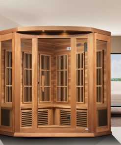 Golden Designs Maxxus 3-Person Corner FAR Infrared Sauna Carbon Low EMF with Canadian Red Cedar