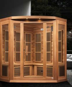 Maxxus 3-Person Corner Near Zero EMF (Under 2MG) FAR Infrared Sauna (Canadian Red Cedar)