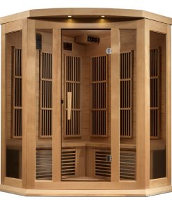 Golden Designs Maxxus "Chaumont Edition" 3-Person Corner Near Zero EMF FAR Infrared Sauna with Canadian Hemlock