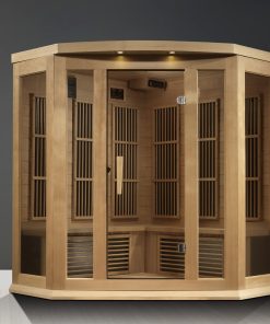 Golden Designs Maxxus "Chaumont Edition" 3-Person Corner Near Zero EMF FAR Infrared Sauna with Canadian Hemlock