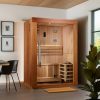 Golden Designs 2025 Updated "Sundsvall Edition" 2 Person Traditional Sauna - Canadian Red Cedar Interior and Pacific Premium Clear Cedar Exterior